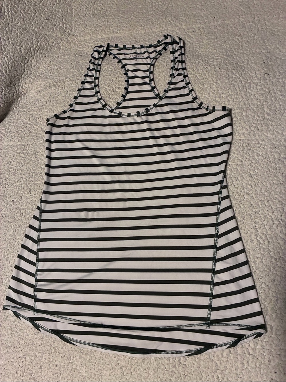 Athleta Green & White Striped Racerback Tank Top, size small